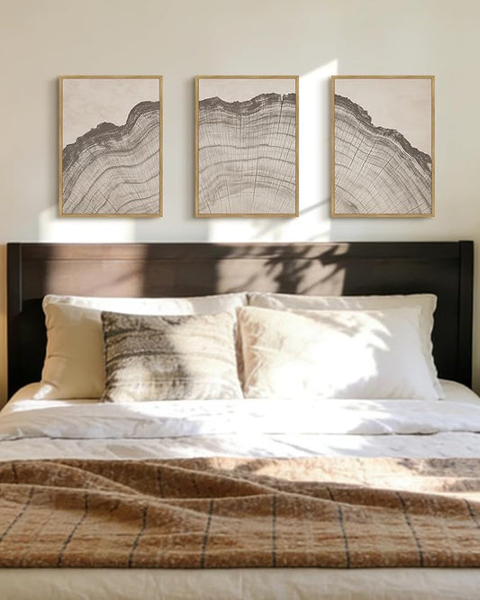 Drsoum Vintage Tree Rings Wood Wall Art Framed Retro Wood Stump Prints Modern Nature Rustic Artwork Bedroom Living Room Ready to Hang 11x14in Natural Framed