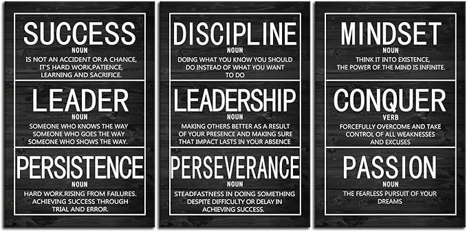 Motivational 3 Pieces Poster Inspirational Canvas Wall Art Prints Artwork for Living Room Office Modern Home Decor Inspiring Painting Pictures Stretched and Framed Ready to Hang [72''Wx 36''H]