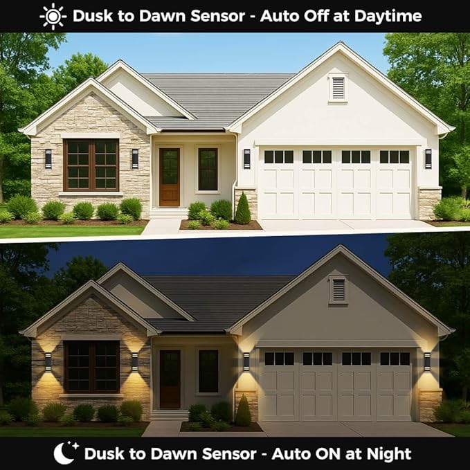 KIZON Smart Porch Light RGBCW Dusk to Dawn Outdoor Light Fixture, WiFi APP Control Outdoor Sconce Up Down Lighting Outside Lights for House Patio, Compatible with Alexa Google Assistant, ETL Listed