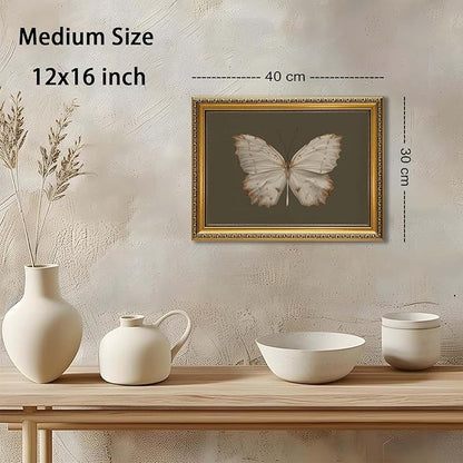 YD&YZY Gold Framed Vintage Wall Art Canvas Classical Butterfly Dark Gray Farmhouse Wall Decor Retro Moody Aesthetic Art Painting Picture Print Artwork Decor for Bedroom Bathroom 12x16 inch Framed