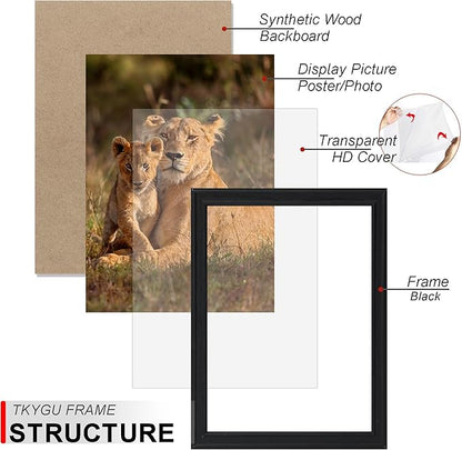12x16 Picture frame set of 3, Woode frames black Wall Mounting Horizontally or Vertically, 12 by 16 Wall Gallery Poster Photo Frame with Shatter Resistant Plexiglass,best gift