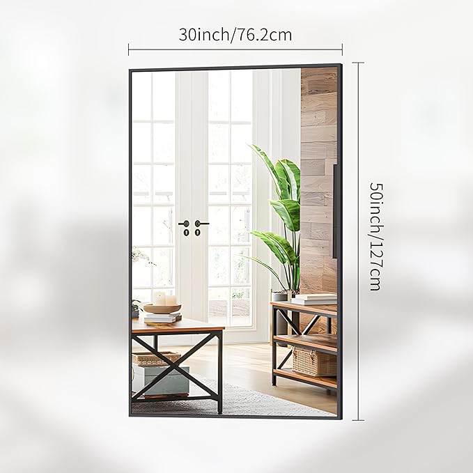 DESBING Black Bathroom Mirror for Wall, 30x50 Inch Rectangle Mirrors with Metal Frame, Modern Vanity Wall Mirror Decor for Entryway Hangs, Bathroom Living Room Horizontal or Vertical