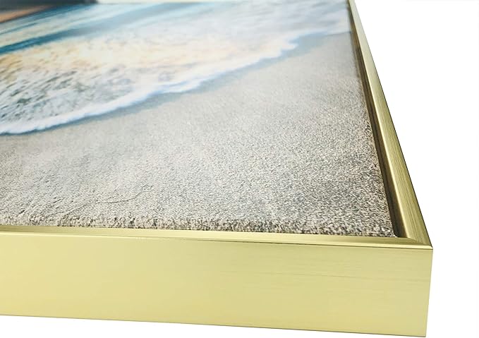 Wieco Art Framed Art Sea Waves Canvas Prints Wall Art Abstract Seascape Paintings for Living Room Home Decorations Large Framed Canvas Art Sea Artwork Golden Frame