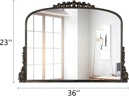 SHYFOY Antique Black-Gold Mirrors for Wall Decor Baroque Scalloped Top, Vintage Wall Mirror Decorative Mirrors for Living Room Entryway Bathroom Powder Room, 23"X36" Wide Version