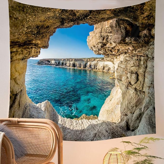 Llamazing Forest Tapestry - Magic Landscape for Living Room & Bedroom Decor (Sea, 60''L51''W)