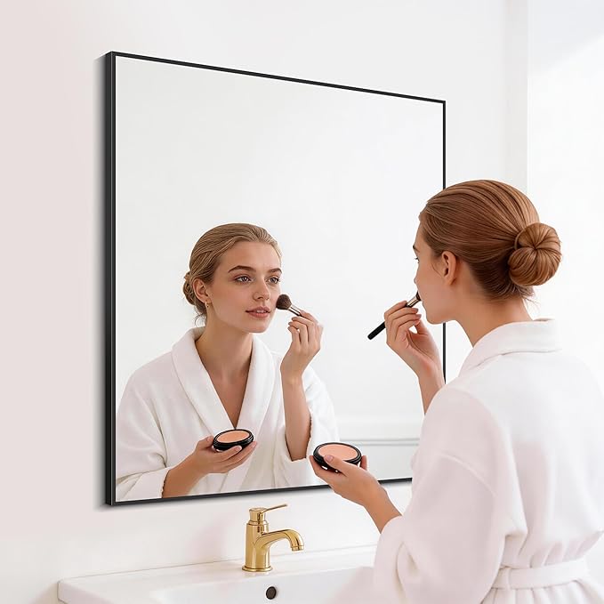 DESBING Black Bathroom Mirror 2 Pack, 30x36 Inch Rectangle Wall Mirrors with Frame, Shatter-Resistant, Modern for Bathroom, Living Room, Entryway – Horizontal or Vertical