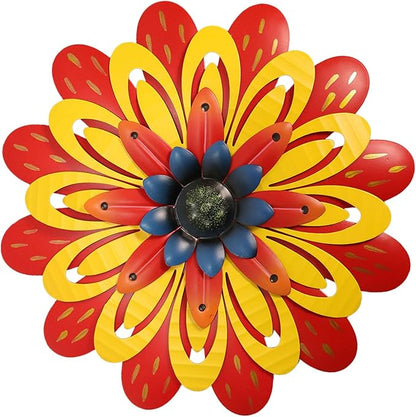 AHYS Metal Flowers Wall Decor Indoor Outdoor Metal Wall Art for Home Farmhouse Living Room Bedroom Bathroom Garden Decorations - Red & Yellow