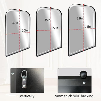 POZINO Rectangle Beveled Mirror, 24"x38" Bathroom Mirror for Over Sink, Modern Vanity Mirrors with Stainless Steel Frame, Black Oblong Wall Mirrors for Living Room Bedroom Entryway Fireplace