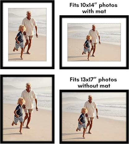 Americanflat 13x17 Picture Frame with Polished Plexiglass - Set of 5 - Use as 10x14 Frame with Mat or Display 13x17 Photo Without Mat - Galleria Collection - Picture Frames for Wall Display - Black