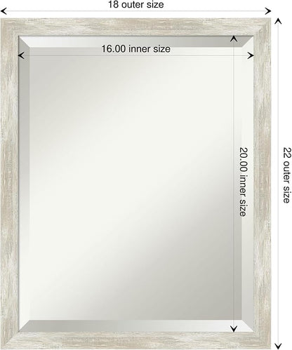 Amanti Art Silver Bathroom Mirror for Over Sink, 22x18 Crackled Metallic Narrow Rectangle Vanity Mirror, Small Casual Frame, Hangs Horizonally and Vertically, Bathroom Wall Decor, Beveled Edge