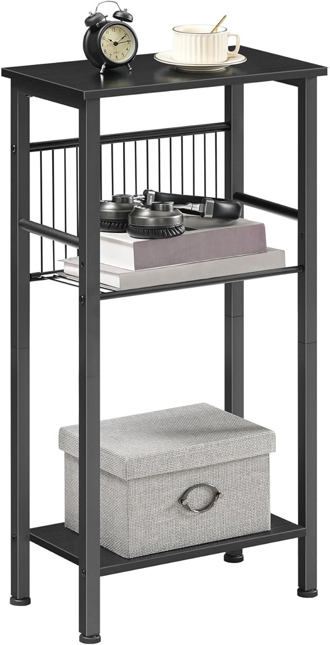 HOOBRO 15.7" Narrow Console Table for Small Space, 3 Tier Entryway Table with Adjustable Shelf, Behind Couch Table, Sofa Table, for Entryway, Hallway, Living Room, Black BB41XG01