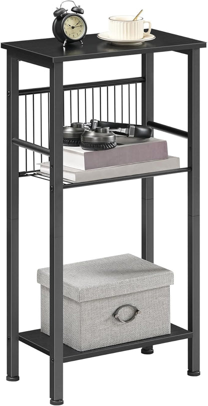 HOOBRO 15.7" Narrow Console Table for Small Space, 3 Tier Entryway Table with Adjustable Shelf, Behind Couch Table, Sofa Table, for Entryway, Hallway, Living Room, Black BB41XG01