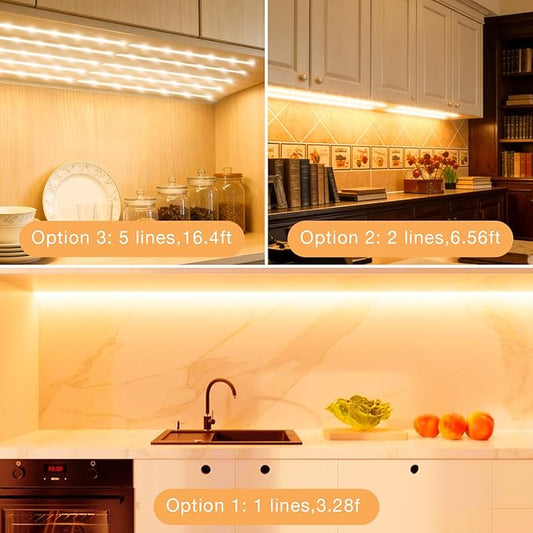 DAYBETTER Under Cabinet Lighting kit,8 PCS Under Cabinet Lights,Dimmable LED Strip Lights for APP Control,LED Lights for Kitchen Cabinet,Counter Shelf 2700K-6500K Warm to Daylight White,Timing,13.2ft