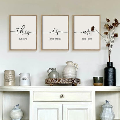 Heiple This is Us Wall Decor 11"x14" Framed Wooden Wall Sign for Home Decor Farmhouse Vintage Rustic Living Room Minimalist Family Wall Art (Brown)