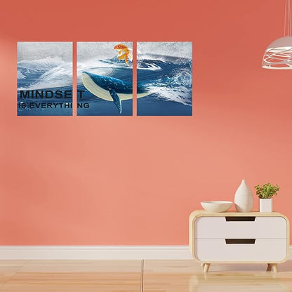 Inspirational Canvas Paintings 3 Panels Motivational Wall Art Inspirational Wall Art Entrepreneur Quotes Artwork Painting Picture for Framed Office Home Decoration Living Room Bedroom 60" W x 28" H