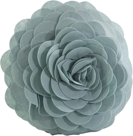 SARO LIFESTYLE Flower Design Poly Filled Throw Pillow, Aqua, 13"