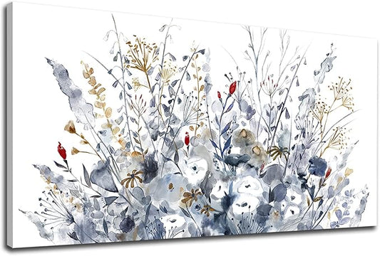 Yearainn Watercolor Botanical Floral Canvas Art, 48"L x 24"W, for Living Room, Bedroom, Office, Wall Decor