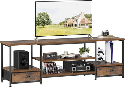 DUMOS 63 inch TV Stand, Entertainment Center with Charging Station (2AC+USB+Type-C), Media Console Table with Storage Drawers & Open Shelves, Heavy Duty Frame for Living Room, Rustic Brown