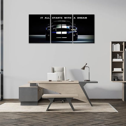 It All Starts with A Dream - Motivational Canvas Wall Art ,Office Inspirational Poster Prints Quotes Wall Decor Gallery-Wrapped Frame Easy Hang-24x36x3PCS