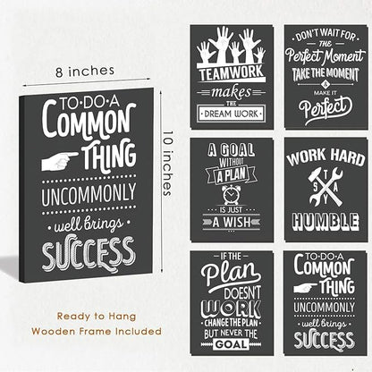 FRAMED Teamwork Wall Art, Black and White Wall Decor - Positive Wall Art, Ready to Hang (Set of 6, 8x10 Inch, Framed)