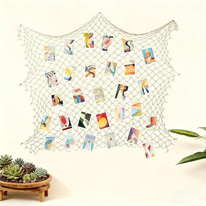 Decorative Fishing Net 2 Pack, 80x40 Inch Large Caramel Fish Net Decor for Wall, Photo Display, Nautical Mermaid Pirate Ocean Themed Beach Hawaii Under the Sea Party Decorations