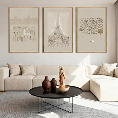BINCUE Framed Jesus Wall Art Set of 3 Jesus Lamb Wall Decor Lamb of God Art Print for Living Room Bedroom Church 16x24 Inch