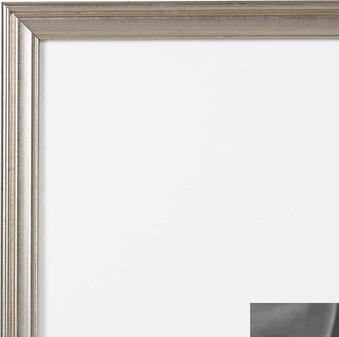 Kate and Laurel Adlynn Rectangle Picture Frame Set of 4; 11 x 14 matted to 8 x 10; Silver; Glam Four-Piece Frame Set for Gallery Wall Frame Set in Living Room Wall Decor