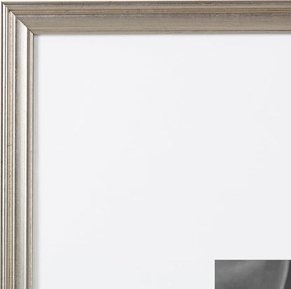 Kate and Laurel Adlynn Rectangle Picture Frame Set of 4; 11 x 14 matted to 8 x 10; Silver; Glam Four-Piece Frame Set for Gallery Wall Frame Set in Living Room Wall Decor