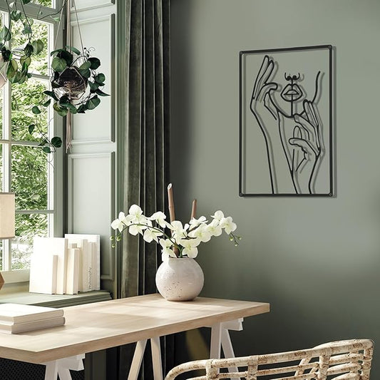 Cindeer 3 Pieces Metal Wall Art Decor 18 Inch Minimalist Modern Abstract Line Home Decor Woman's Body Shape Single Line Wall Art for Kitchen Bedroom Living Room