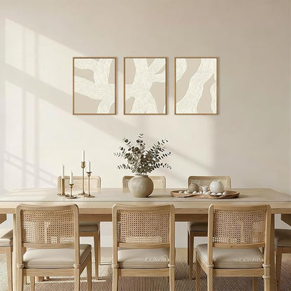 HPNIUB Abstract Beige Framed Canvas Prints Wall Art Set,Neutral Minimalist Lines Wall Decor,Modern Textured Artwork for Living Room, Bedroom,Dining Room, Office, Bathroom Decor-12 x16 x3