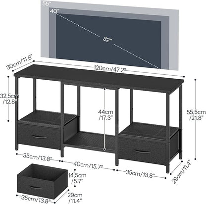 HOOBRO LED TV Stand with Storage, LED Entertainment Center with Open Shelves and Drawer, Fits TVs up to 55", Television Stand for Living Room, Bedroom, Black BB123DDS01G1