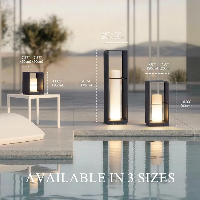 Smart Floor Lamp Dimmable, Cordless Dusk to Dawn Solar Lanterns Outdoor, Large Led Corner Floor Lamps with Remote Control, IP65 Waterproof Outdoor Lamp for Patio Driveway Garden Yard Lawn Decor