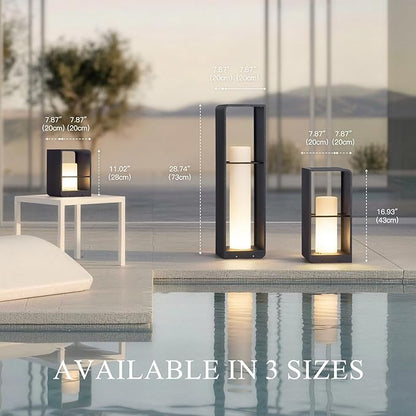 Smart Floor Lamp Dimmable, Cordless Dusk to Dawn Solar Lanterns Outdoor, Large Led Corner Floor Lamps with Remote Control, IP65 Waterproof Outdoor Lamp for Patio Driveway Garden Yard Lawn Decor