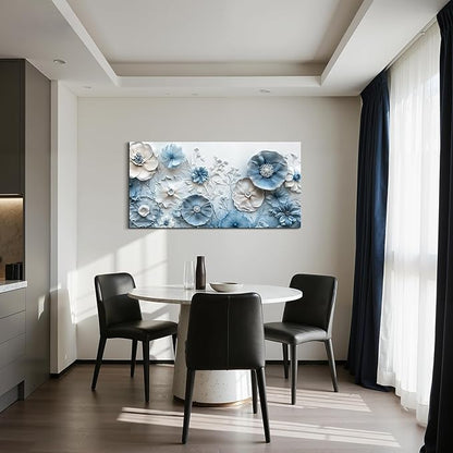 SERIMINO Floral Wall Art, Large Wall Decor, Blue Wall Art, Modern Elegant Flowers Painting, Nature Botanical Prints, Chic Pictures for Living Room Bedroom Bathroom Office Home Decoration 20"x40"