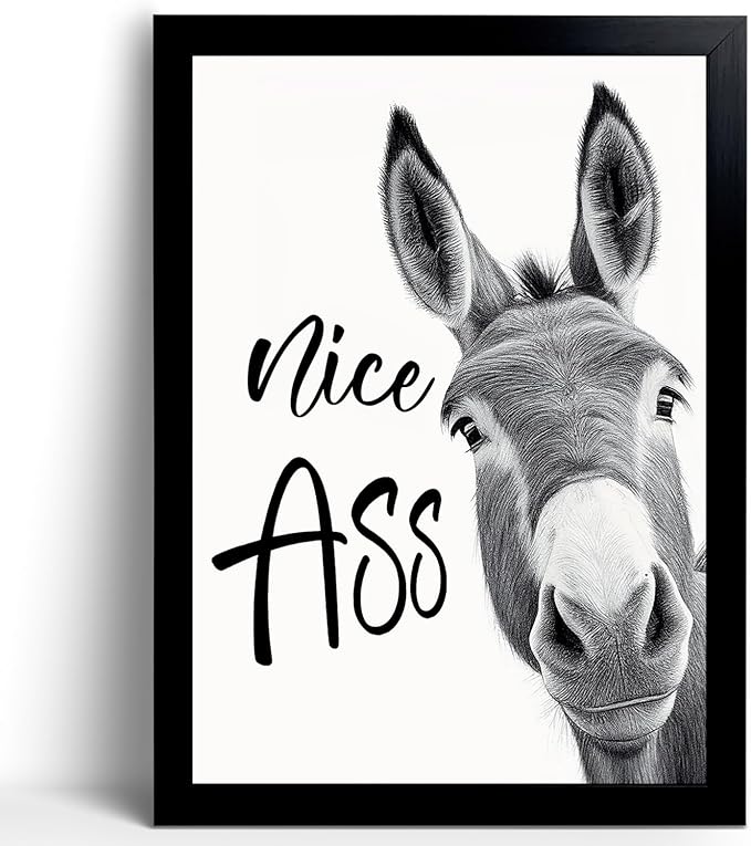 calmart Donkey Animal Prints Toilet Room Decor - Nice Ass Quotes Bathroom Sign, Funny Signs, Wall Art, Poster, Quotes, Guest