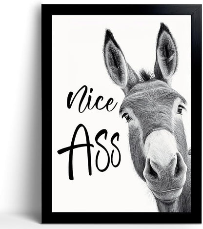 calmart Donkey Animal Prints Toilet Room Decor - Nice Ass Quotes Bathroom Sign, Funny Signs, Wall Art, Poster, Quotes, Guest
