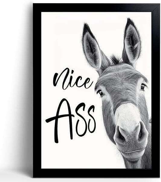 calmart Donkey Animal Prints Toilet Room Decor - Nice Ass Quotes Bathroom Sign, Funny Signs, Wall Art, Poster, Quotes, Guest