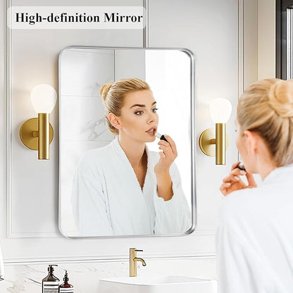Fabuday Bathroom Mirror - 24x30 Inch Over Sink Silver Wall Mirrors for Bathroom, Rectangle Vanity Mirror for Bedroom, Living Room, Entryway, Horizontal or Vertical Hanging