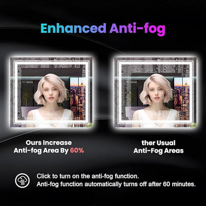 Snowdool LED Mirror for Bathroom, 55"X36" with 8 RGB Backlit +3 Front Lit (Adjustable Individually), Anti-Fog, Large Lighted Bathroom Vanity Mirror for Wall,Shatterproof,Memory Function,Tempered Glass
