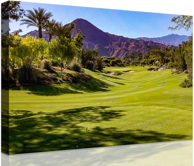 Beautiful Fairway At Indian Wells Golf Course Wall Art for Living Room Bedroom Bathroom Home Decorations Golf Course Canvas Prints Picture Poster Modern Artwork Framed Ready to Hang(18''H x 24''W)