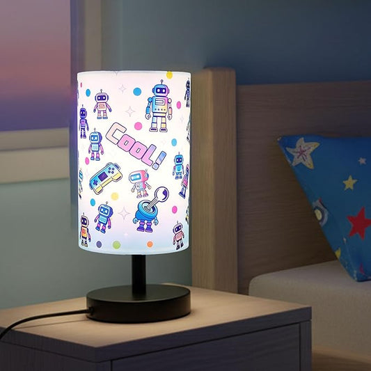 Kids Lamps for Bedrooms Boys, Robot Bedside Lamp 3-Color Small Linen Desk Lamp, 10 x 5.12 Inch with Integrated LED, for Boys & Girls Bedroom, Living Lighting Table Lamps Home Decoration