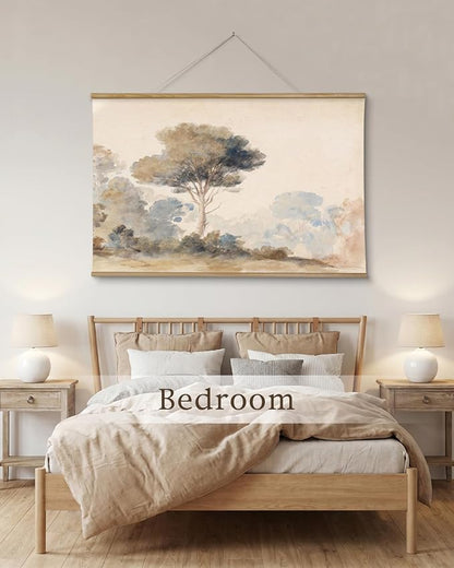 InSimSea 36x54 Extra Large Canvas Scroll Wall Art, Pine tree Nature Landscape Wall Decor, Oversized Farmhouse Painting Prints for Living Room, Bedroom, Dining Room, Office