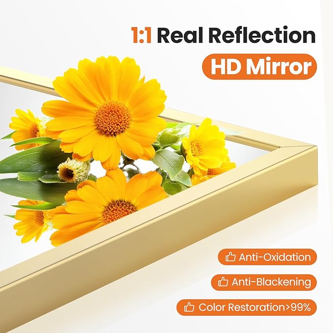Sweetcrispy 24"x36.5" Arched Gold Bathroom Mirrors for Wall, Bathroom Mirrors for Over Sink, Modern Wall Mirrors Arch Decorative for Bathroom, Entryway, Bedroom, Vanity