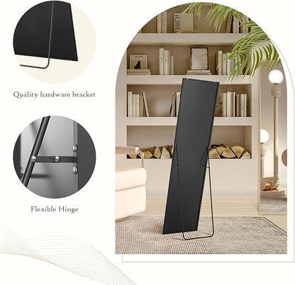 Mirror Full Length, Upgraded 16"x59" Body Wall Mirrors with Shatter-Proof Glass, Floor Standing, Hanging or Leaning, Tall Mirror with Stand Aluminum Alloy Frame for Bedroom, Black