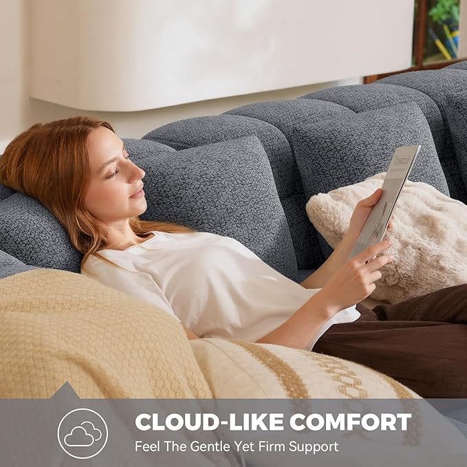 107" Boneless Couch with L - Shaped Chaise, Modern Chenille Modular Sectional Sofa with Tufted Design, Comfy Upholstered Sofa, No - Assembly Sectional Couch, Dark Grey