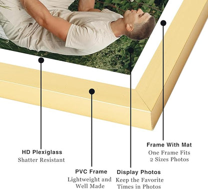 JCJMY 10 Packs 8x10 Picture Frame, Display 5x7 with Mat or 8x10 Without Mat, Gallery Wall Frame Set, 8 by 10 Frames Bulk Set of 10 Collage Wall Decor Photo Frames Set for Wall and Tabletop, Gold