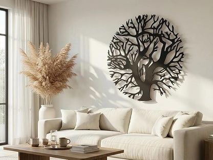 Vailla Tree Ring Wall Art Wall Art 3D Wooden Wall Decor Round Wood Wall Hanging Sculpture Modern Home Decoration Textured Sculptures for Living Room Bedroom Office Dinnig Room Family Tree Decor