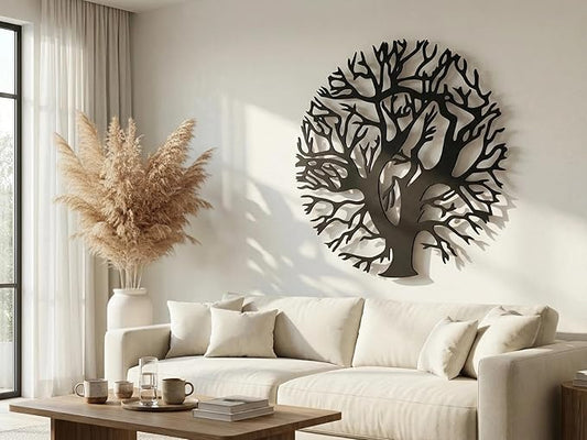 Vailla Tree Ring Wall Art Wall Art 3D Wooden Wall Decor Round Wood Wall Hanging Sculpture Modern Home Decoration Textured Sculptures for Living Room Bedroom Office Dinnig Room Family Tree Decor