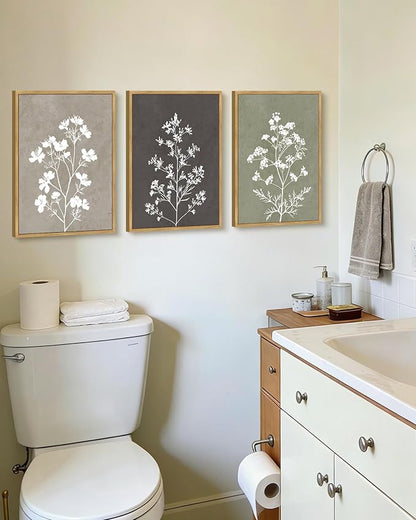 Drsoum Flower Framed Wall Art Vintage Floral Minimalist Wall Hanging Decor Farmhouse Colorful Botanical Prints Artwork for Office Dining Room Hallway 11x14in Natural Framed