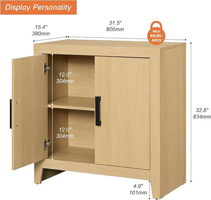 WAMPAT Farmhouse Wood TV Stand with Storage Cabinet for TVs up to 50 Inch, Rustic Entertainment Center with Doors & Shelves, Media Console Table for Living Room, Bedroom, or Office, Oak